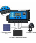 All Weather MPPT Solar And Wind Charge Controller 30 Amp Regulator with wiring connections for 12/24 Volt Systems.