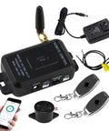 Wireless Tuya Smart WiFi Gate Opener Kit with remote control, smartphone app, connectors, and power adapter