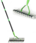 Beastly Heavy Duty Thatch Rake For Lawns With 54 Inch Handle And 13 Inch Wide Head, 11 Tines Dethatcher tool on white background