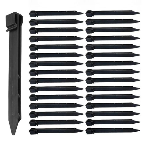 Beefy Heavy Duty Plastic Landscape Stakes 30 Pack, 10 Inch Plant Supports, black nylon stakes