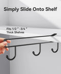 Front view of Three Pack Under Shelf Coffee Mug Holders Clip On Cup Hooks No Drilling Easy Install For Flat Shelves Without Lip No Drill