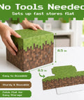 Fire Pixel Art Party Favor Boxes 8 Pack Grass Cubes Containers Sturdy Cardboard Treat Holders For Epic Birthday Bash And Legit Squad Game Night Essentials Today, 8.5 in cube being assembled.