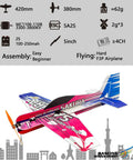 Micro Indoor PP Foam RC Airplane 3D F3P Sakura Edition with 420mm wingspan in pink and blue, unassembled kit specs shown.