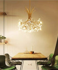 Firework Crystal Chandelier Pendant Light for Bedroom and Living Room Modern Gold Vibe with 13 G4 Bulbs Adjustable Hanging Lamp