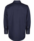Back view of Men's Flame Resistant Welding Shirt With Pearl Snap Front, 7.5oz 100 Percent Cotton FR Twill, Navy, HRC2 Arc Rated