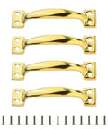 Set Of 4 Iron Pulls For Kitchen Cabinets Dressers Barn Doors Garage Doors Cupboards Wood Fence And Furniture Knobs Arched Easy Grip Smooth Surface Handles For Indoor Outdoor Use, gold finish