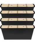 Four Six Point Five Liter Bee Feeder Packs for Beehives, deep frame, cedar wood tops, and black sides, stack view