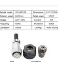 Premium Badass Water Cooled CNC Spindle Motor 5.5KW 24000RPM ER25 components including collet and connectors.