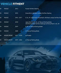Blue vehicle fitment chart with car image for Beefed Up Brake Kit For Nissan Rogue 2014 Through 2020 And Rogue Sport 2017 Through 2022