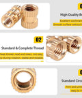 Brass Knurled Threaded Inserts Kit For 3D Printing M2 M3 M4 M5 Female Fasteners Assortment Pack 460 Pieces Press Fit Embedment Nuts