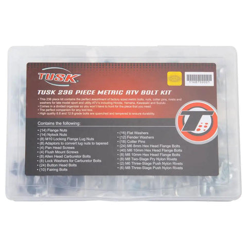 236 Piece Metric ATV Bolt Kit With Nuts Cotter Pins Rivets And Washers In A Divided Organizer For Late Model Sport And Utility ATVs