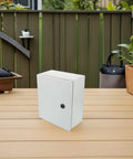 Outdoor Metal Electrical Enclosure Box Weatherproof Junction Box With Safety Lock UV Resistant on wooden table