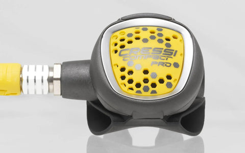 Ultra Compact Scuba Octopus Regulator for Diving, Ultra Lightweight, Reliable ABS Elastomer Build, Made in Italy, close-up view