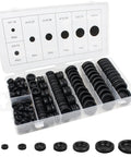 Pro Grade Rubber Grommets Kit For Automotive Wiring, 170 Pcs Assorted Sizes, displayed in open case with size chart