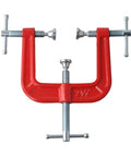 Hardcore Heavy Duty Three Way G Clamp With No Sweat Quick Release Iron Design For Woodworking And Carpenters delivering rock solid grip, red iron, 2.5 inch size.