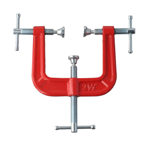 Hardcore Heavy Duty Three Way G Clamp With No Sweat Quick Release Iron Design For Woodworking And Carpenters delivering rock solid grip, red iron, 2.5 inch size.