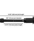 Five Eighth Inch Trailer Hitch Lock With Extra Long Four And A Half Inch Span For Three Inch Receivers Plus Two And A Half Inch And Two Inch Adapters Anti Rattle O Rings Locking Hitch Pin To Keep Your Trailer Truck Or Car Safe, shown with dimensions 8-3/5" full length and 4-1/2" active length with 5/8" pin diameter.
