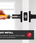 Installing Matte Black Interior Passage Door Lever For Closets And Hallways Non Locking Reversible Handle with screwdriver