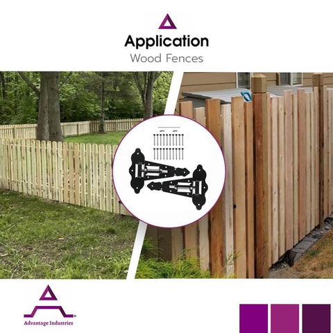 Tough 8 Inch Self Closing Gate Hinge For Wood Fences Industrial Stainless Steel With Horizontal Adjustable Enclosed Spring Black Powder Coat 2 Side Mount Gate Attachment Built Tough Pair By Advantage Industries