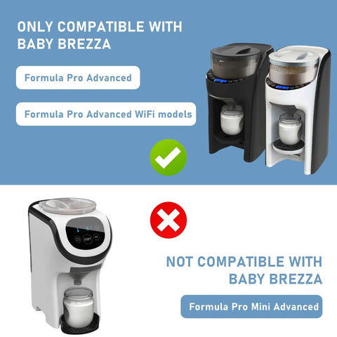 Front view: replacement funnel and cover set for Baby Brezza Formula Pro Advanced (WiFi); 2-pack; not for Mini Advanced.