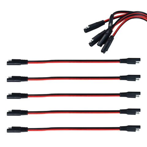 5 Pack 12 Gauge 2 Pin Quick Disconnect Polarized SAE Connector Wire Harness For Motorcycle Boat Car Tractor 12 Inch Red And Black Leads