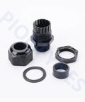 2 Pack One And A Quarter Inch NPT Cable Glands Waterproof Adjustable Nylon With Gaskets IP68 Rated Outdoor Cable Gland Joints For Conduits And Electrical Boxes 18.5 To 25 Millimeters, shown with lock nut and gasket