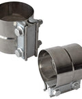 Beefy Heavy Duty Stainless Steel 3 Inch Exhaust Clamps Muffler Band Clamp For 3 Inch Inner Diameter To 3 Inch Outer Diameter Turbo Downpipe Tip Car System Connection 2 Pack, showing close-up of lap joint design