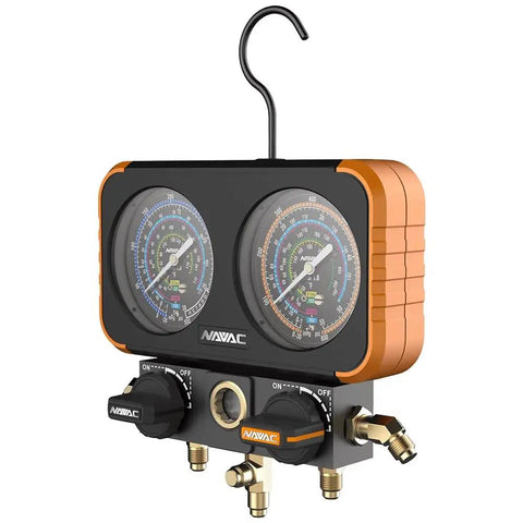 Precise Class 1.0 HVAC Manifold Gauge Set With Beefy Aluminum Body Rock Solid Impact Protection And Smooth Quarter Turn Ball Valves For Technicians Who Want Hardcore Reliability On Every Job Site