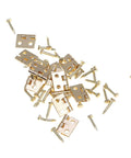 Mini Brass Cabinet Hinges For 1 To 12 Dollhouse Furniture With 48 Screws, 12 Pcs Durable DIY Closet Hinges, scattered with screws