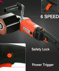 Beast 1400W Burnishing And Polishing Tool With Dual Handheld Handles featuring safety lock and power trigger.