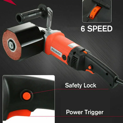 Beast 1400W Burnishing And Polishing Tool With Dual Handheld Handles featuring safety lock and power trigger.