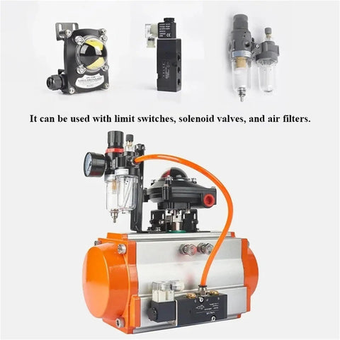 No Sweat At240 Air Pneumatic Actuator For Butterfly And Ball Valves Delivers Badass Torque and Reliable Ninety Degree Rotation overview with accessories.