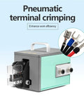 Solid Build Pneumatic Crimping Pliers for quick cold press terminal work in a compact desktop size with steel construction.