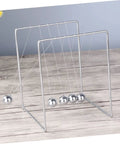 Silver Newton Cradle Pendulum Desk Decor For Home Office And School STEM Toy, Hands On Energy Balance Experiments with five steel spheres