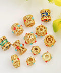 Grab These Dope Hollow Transfer Beads For Your Next DIY Jewelry Build And Stack Up Some Fire Sand Gold Spacer Charms, assorted designs.