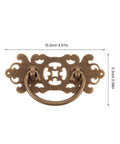 Old School Brass Drawer Pulls Set 2 Antique Cabinet Handles Small Retro Hollow Carved Brass Knobs in Satin Brass Tone, top view