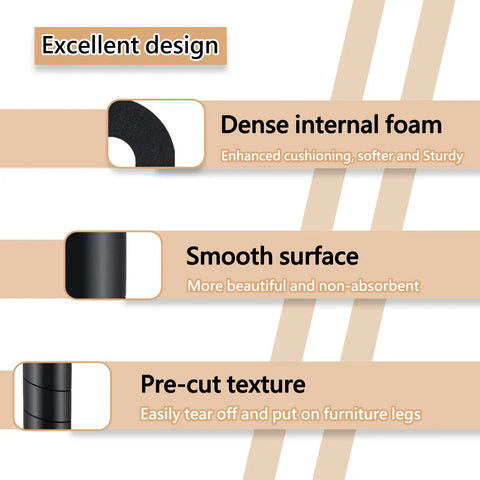 Easy Peasy Bed Frame Toe Protectors Spiral Foam Leg Covers image showing dense foam, smooth surface, and pre-cut design for easy application.