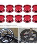 M8 Aluminum Chainring Bolts, 10 Pieces, Ultra Lightweight Single Speed Crankset Fasteners For Mountain And Road Bikes, Red
