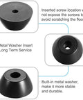 Tough Rubber Feet Bumpers Pack With Metal Washer Inserts, Black 30mm Diameter Base 19mm, 13mm Tall, 4 Pack detail view