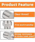 304 Stainless Steel Pipe Fitting Set Hex Nipple And Hex Coupling 3/8 In NPT Male To 3/8 In NPT Female showing thread details