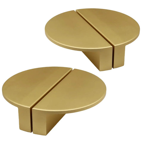 4 Pack Half Moon Cabinet Pulls Handles 2.5 Inch Center To Center Semicircle Drawer Pulls in solid brass, brush gold finish