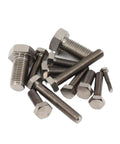 Assorted Hardcore Pure Titanium External Hex Bolts Built Different From Top Tier GR2 Alloy With Clean Bright Finish in bulk crate.