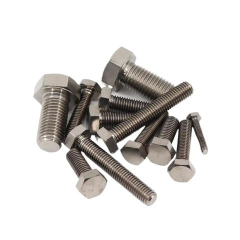 Assorted Hardcore Pure Titanium External Hex Bolts Built Different From Top Tier GR2 Alloy With Clean Bright Finish in bulk crate.