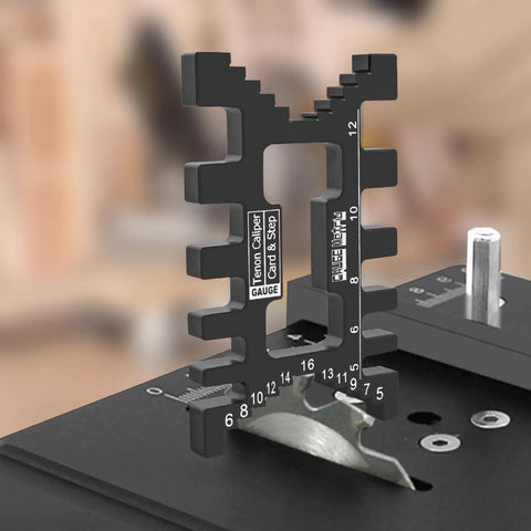 Hella Precise CNC Machined Aluminum Alloy Dovetail Jig Caliper For Woodworking Workbench Setup and Saw Router Table Joint Control with Crisp Imperial Metric Scales showing detailed ruler and caliper design.