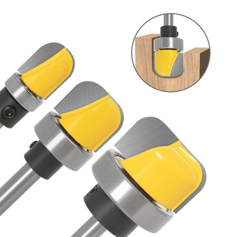 Dish Carving Router Bit Set With Ball Bearing Three Piece One Quarter Inch Shank Bowl And Tray Template Bits For DIY Woodworking