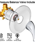 8 Spray Magnetic Dual Shower Head Combo With Handheld Spray, 2 In 1 Shower Valve And Trim Kit, pressure balance valve detail