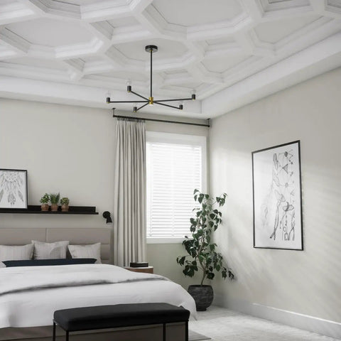 Bedroom with Inner Diamond Intersection For 8 In Deluxe Coffered Ceiling System Kit Solid Urethane Construction, modern decor
