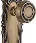 Old School Victorian Plate With Mission Knob Passage Door Set 2 3/8 Inch Backset Antique Brass Solid Forged Brass Plates