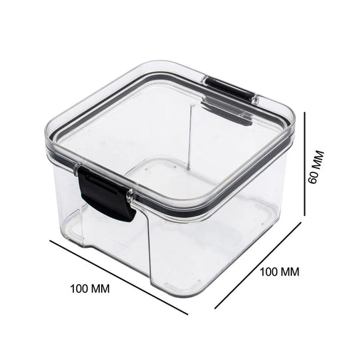 Sumgsn keyboard switch storage box, transparent plastic with black latch, 100x100x60 mm