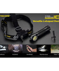 2700 Lumen USB Rechargeable Headlamp Flashlight With Detachable L Shape Head And Rotating Mount, Quick Charge QC3.0 Wall Adapter
